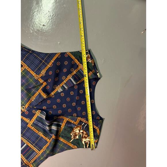 vintage 80's linen double sided print vest size M-L - Picture 6 of 11